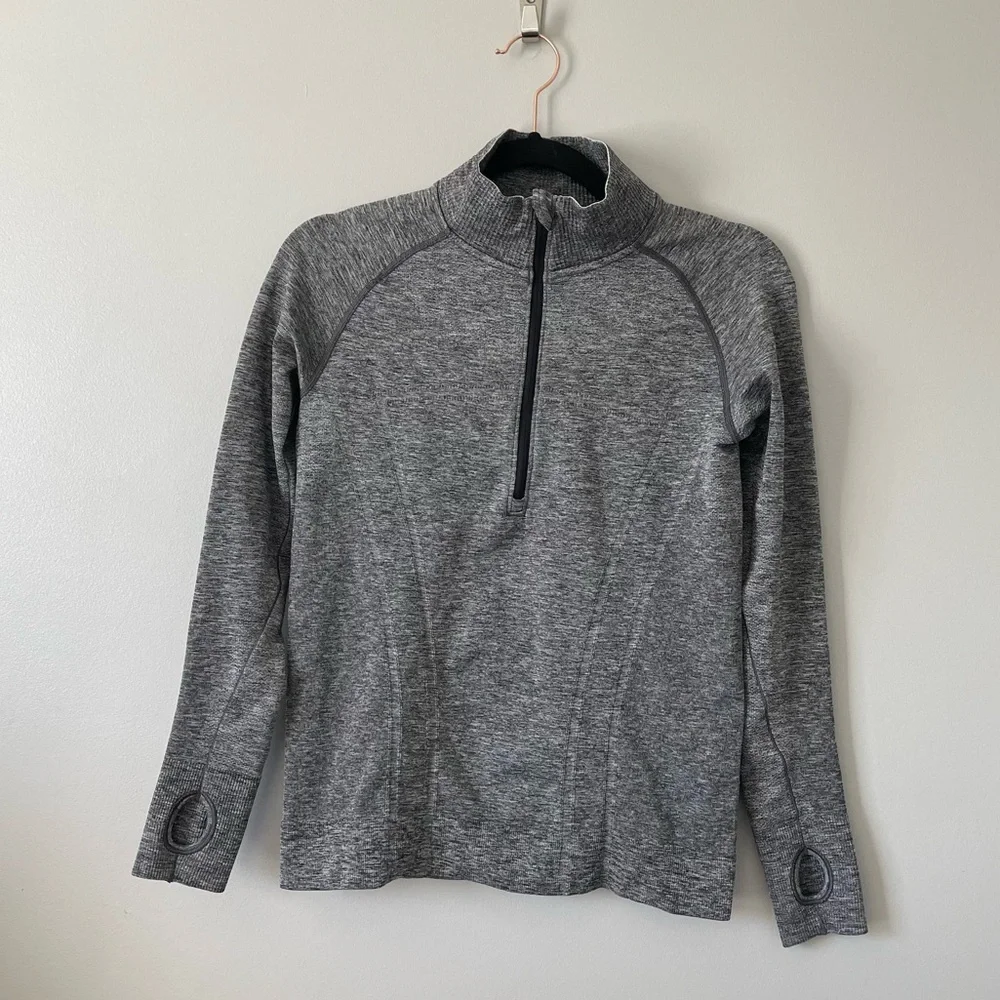 Ivivva Quarter Zip lightweight nylon blend running jacket grey size 14 girls
